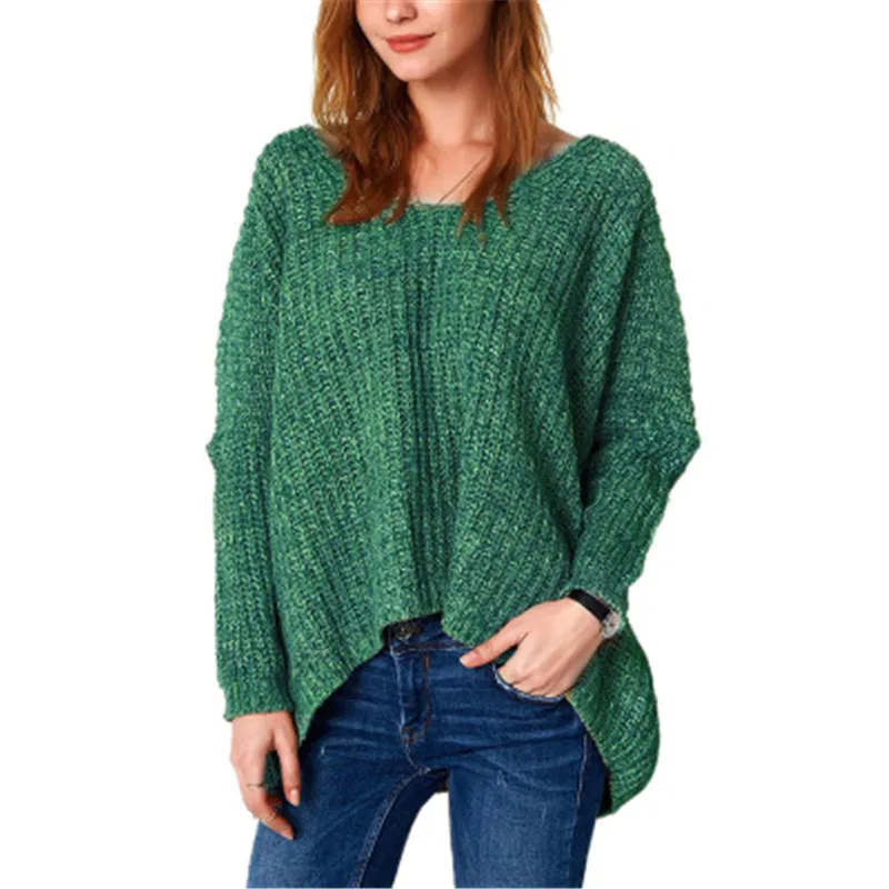 

Women Sweater Sexy Deep V-Neck Thicker Loose Knitted Sweater Spring Winter Plus Size Casual Pullovers Streetwear sweter mujer
