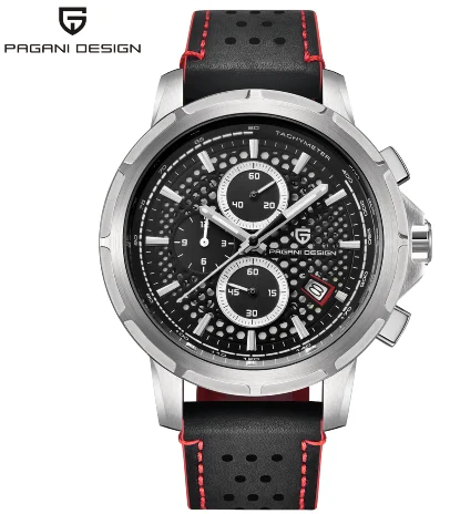 PD 1641-3 PAGANI Дизайн Seiko VK67 Movt спортивные военные кварцевые часы кожаные светящиеся мужские часы модные Хронограф Авто наручные часы с отметкой даты - Цвет: PD 1641-3