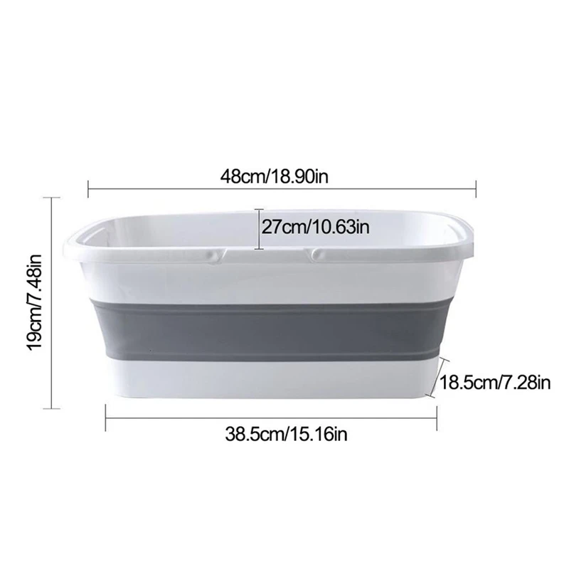 Foldable Mop Bucket Collapsible Portable Wash Basin Dishpan with Handle for Camping Fishing