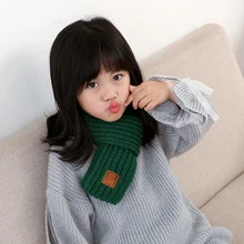 Детский Зимний вязаный шарф для мальчиков и девочек, детский шарф с помпоном, теплые шарфы для шеи, вязаный шерстяной шарф