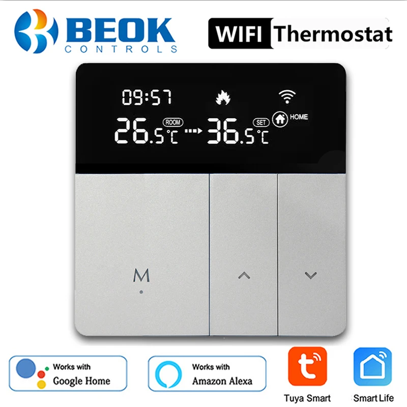 

Beok WiFi Tuya умный жизненный термостат для подогрева пола газовый котел с Alexa яндексом Алисой контроль температуры дома