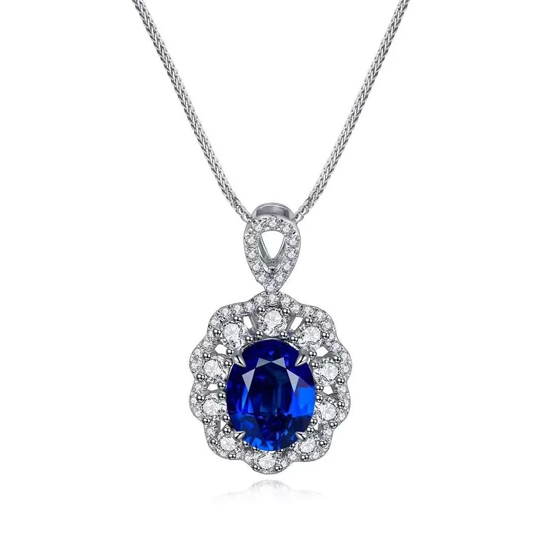 Pirmiana Customized 9k Gold Necklace 2.65ct Lab Created Sapphire Fashion Jewelry Women Christmas New Year Party Gifts