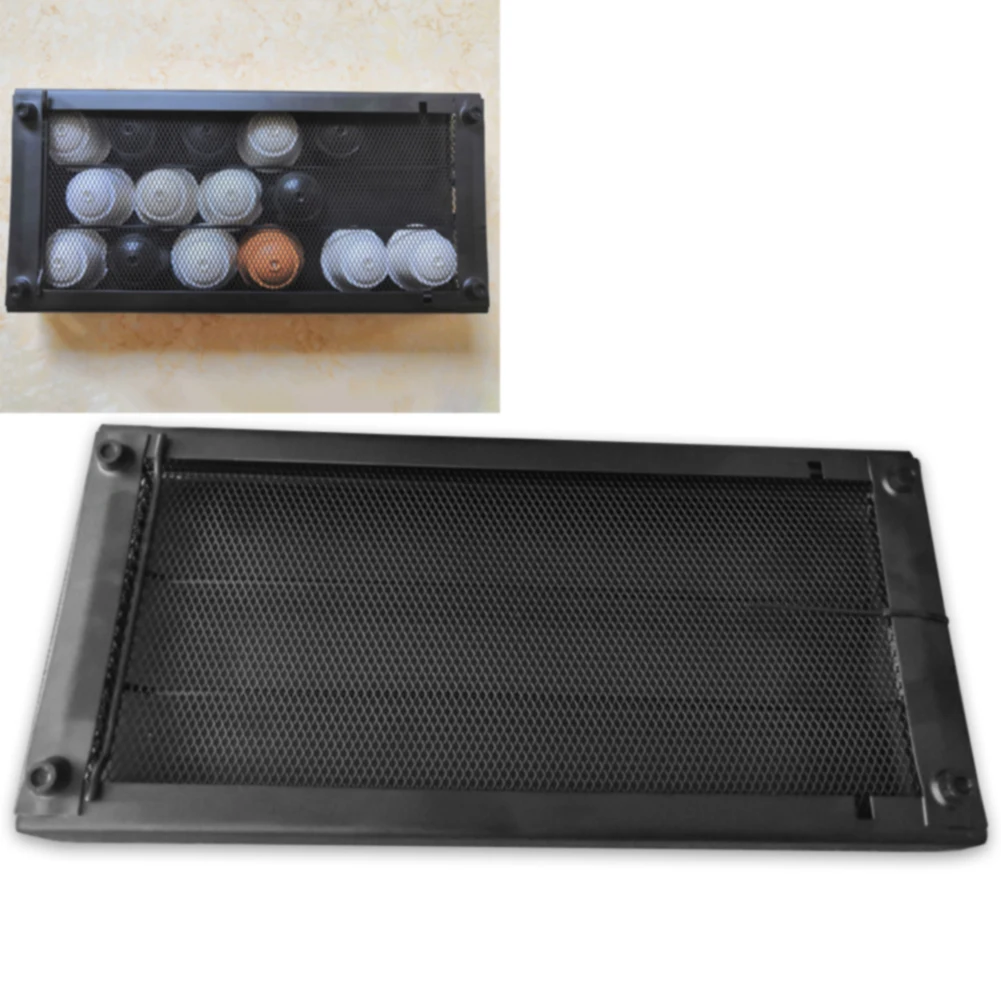 Capsule Holder Simple Storage Stand Durable Organizer Save Space Coffee Drawers Iron Home Large Practical Shelves Black