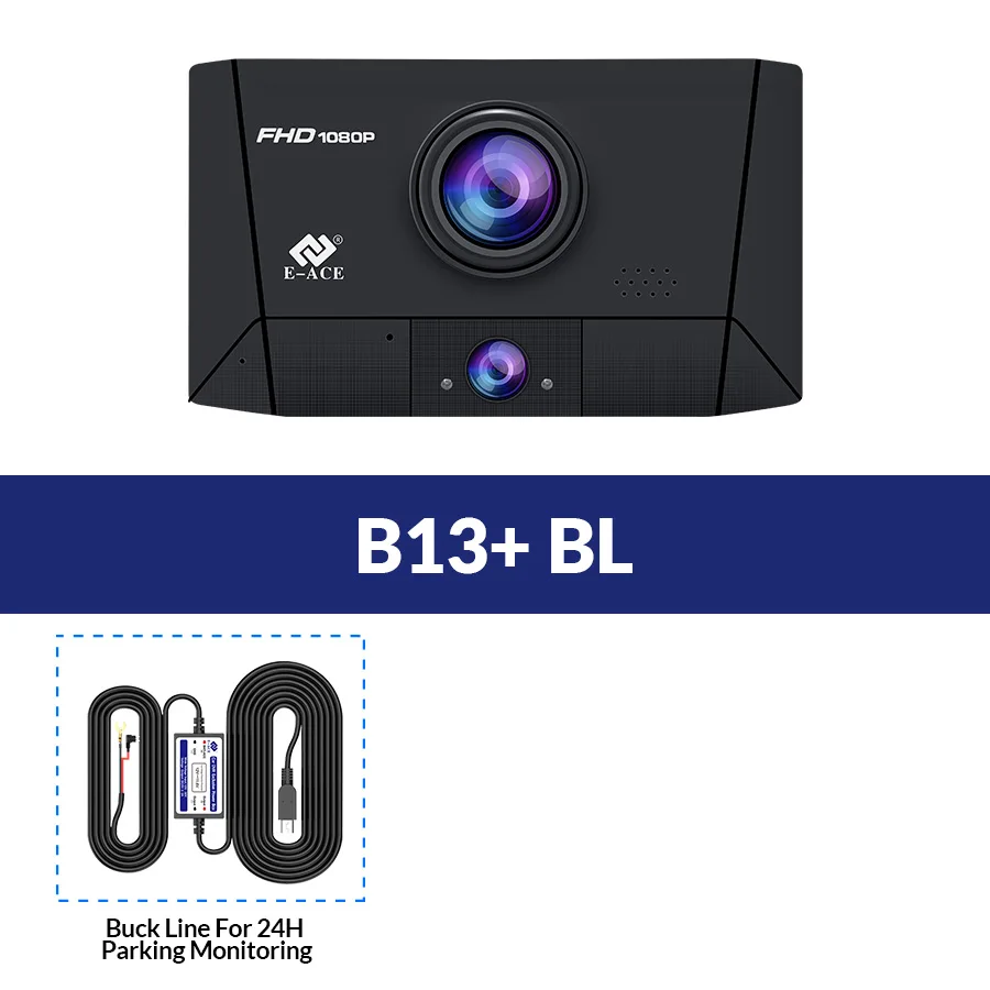 B13-BL E-ACE B13 Автомобильный видеорегистратор 1080P FHD видеорегистратор 4,0 дюймов Автомобильная камера 3 камеры s объектив видео рекордер с камерой заднего вида авто Регистратор - Название цвета: B13-BL