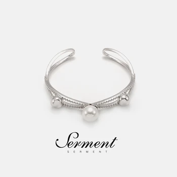

SERMENT Noble Luxury Ladies Fashion Jewelry Birthday Bracelets Gift Gilded Silvered Color Pearl Opening Adjustable Bracelet