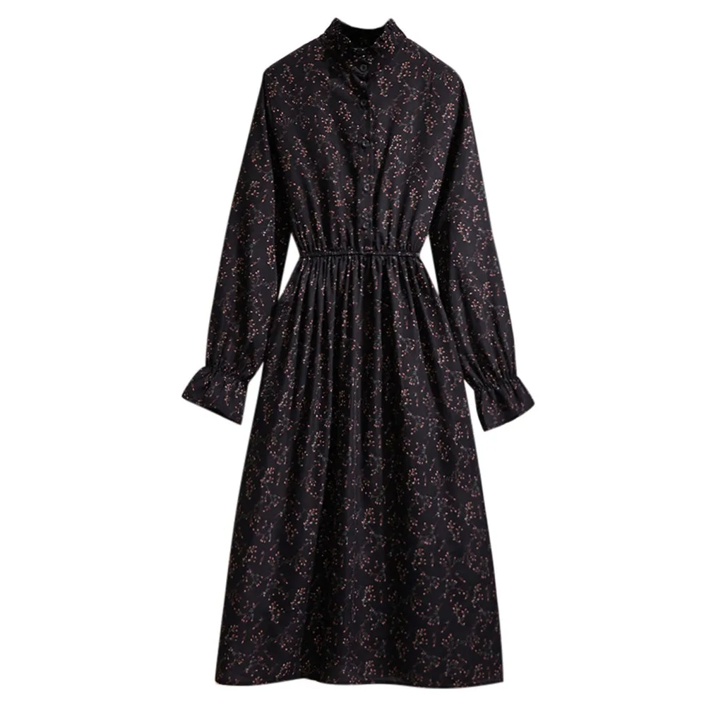 vestidos ropa mujer winter dress women Lady's Casual Printed Long Sleeve Elastic Waist Bandage christmas dress robe femme