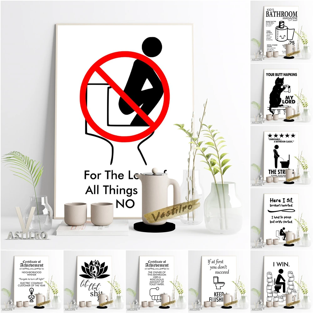 Modern Toilet Humor Slogan Art Prints Poster Funny Housewarming Gift  Restroom Sign Minimalist Home Decor Bathroom Wall Stickers|Painting &  Calligraphy| - AliExpress