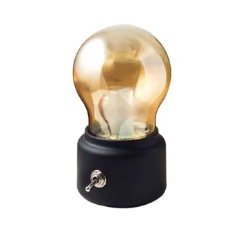 

Vintage Light Bulb Night Light Mini USB Charging LED Small Table Lamp Birthday Gift Decorative Desk Lamp