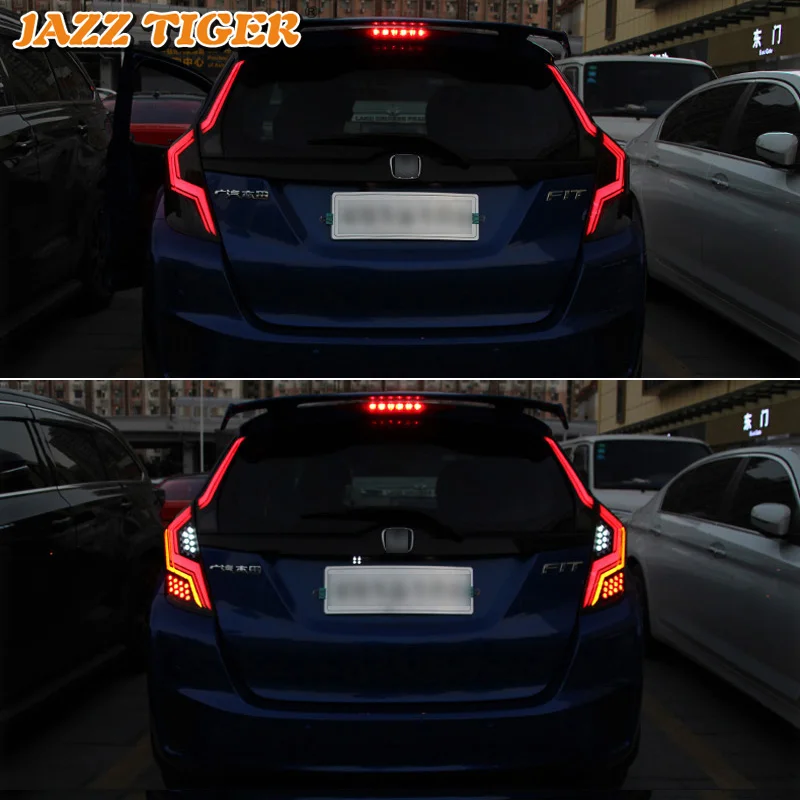 Автомобильный светодиодный задний фонарь для Honda Jazz Fit GK5- задний противотуманный фонарь+ стоп-сигнал+ Динамический сигнал поворота