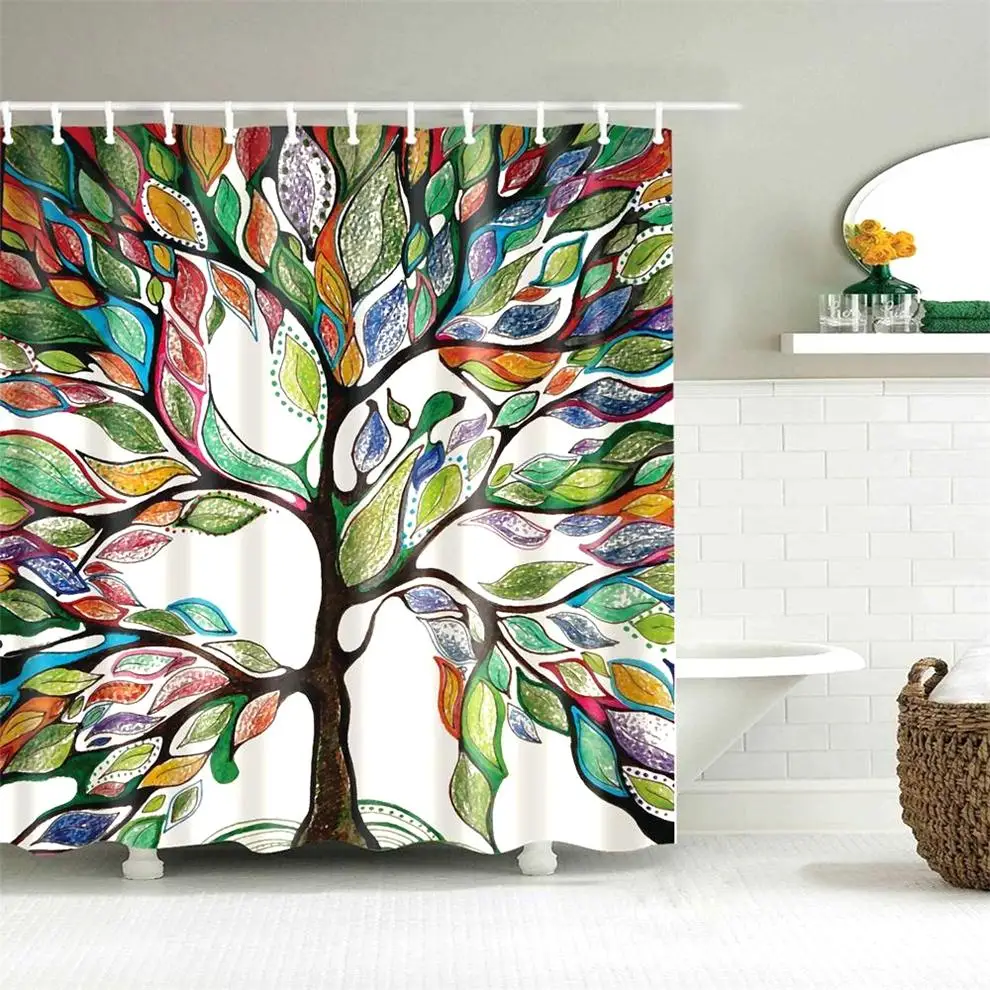 Занавеска для душа Dafield с изображением дерева водостойкая Всесезонная из