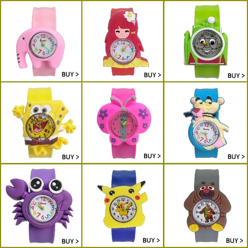 Горячая распродажа! 3D ПЭТ для присмотра за детьми для мальчиков и девочек с рисунками из мультфильмов лента c животными гладкий стол дети часы для студентов и детей подарок детские часы