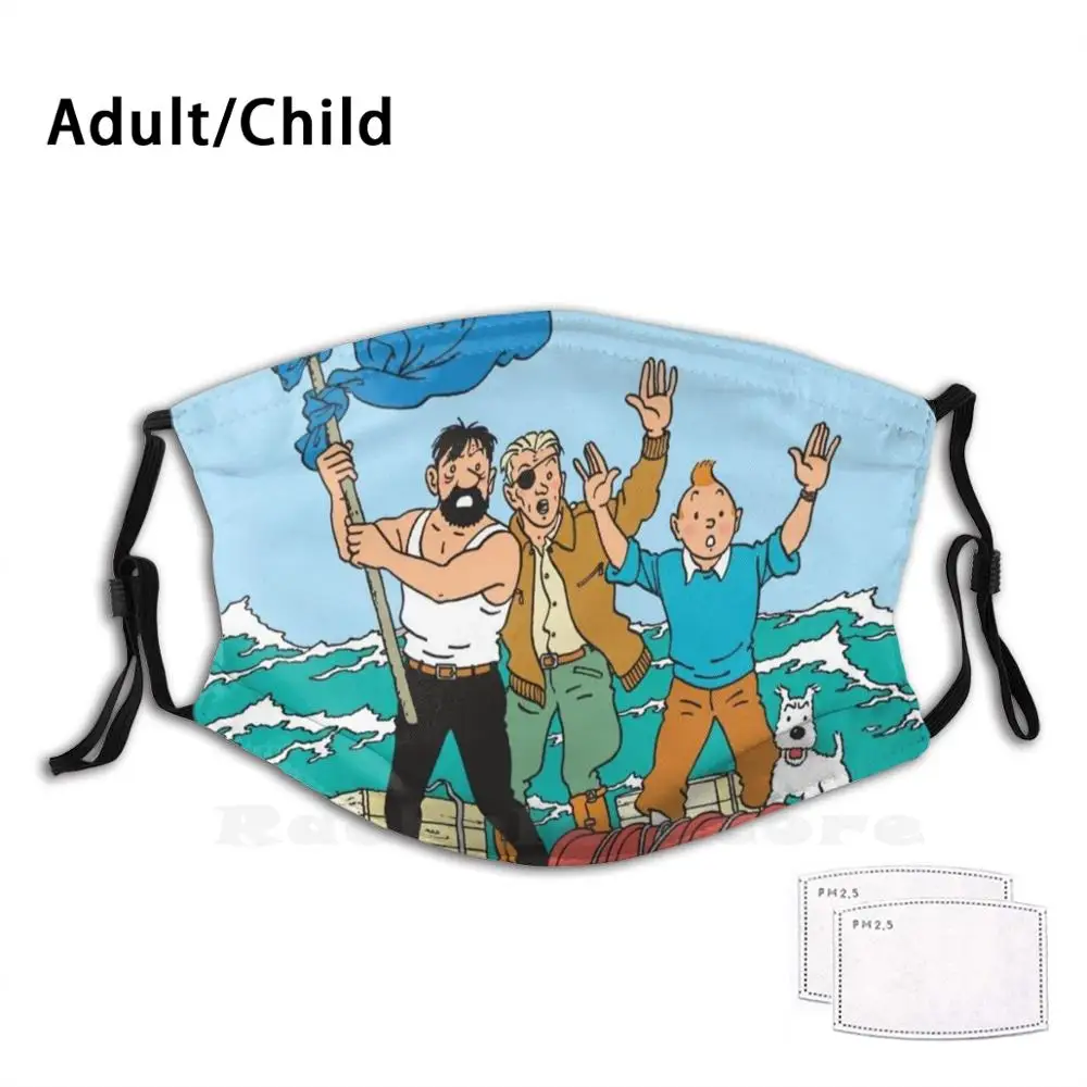 Tintin и красные морские акулы для взрослых детей фильтр от пыли Diy маска