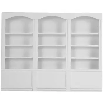 

brown Doll house Furniture Mini Furniture Model Triple Bookcase Doll house Miniatures 1:12 Accessories Wooden Doll House 1pcs