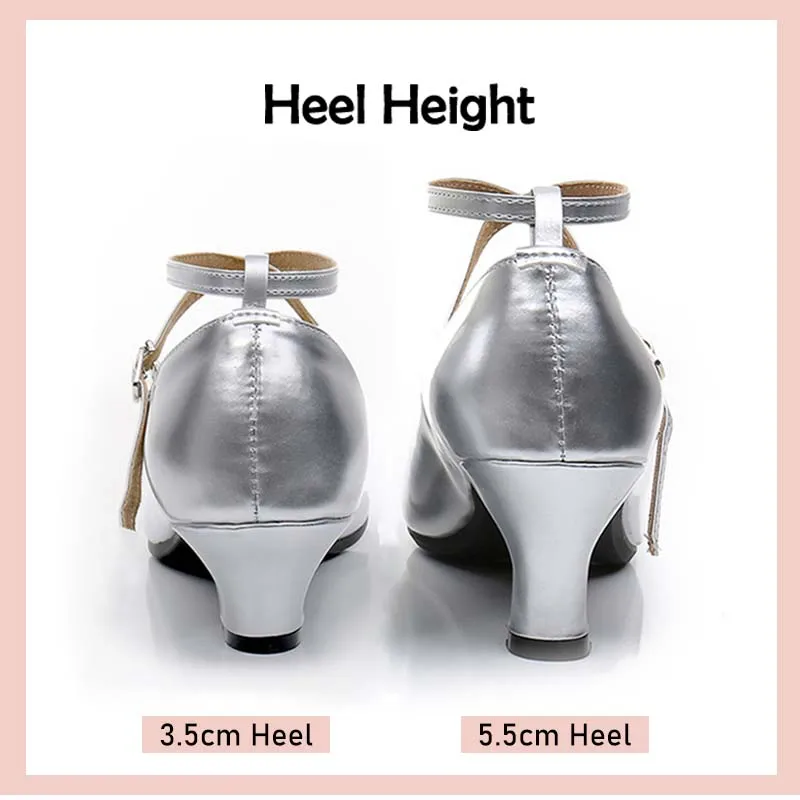 DKZSYIM Women Tango Dance Shoes Ballroom Latin Shoes Ladies Modern Jazz Comfortable Close Toe Middle Heel Party Dance Sneakers 4