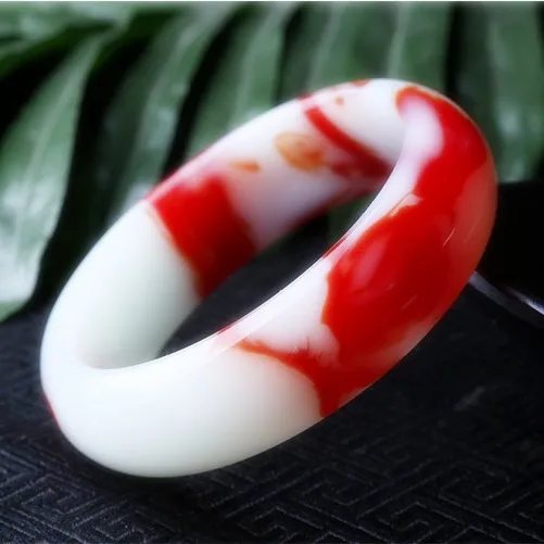 Natural authentic jade bracelet  Hetian jade blood floating flower Gobi jade bracelet Hand-Carved Emerald Bangles Party Gift