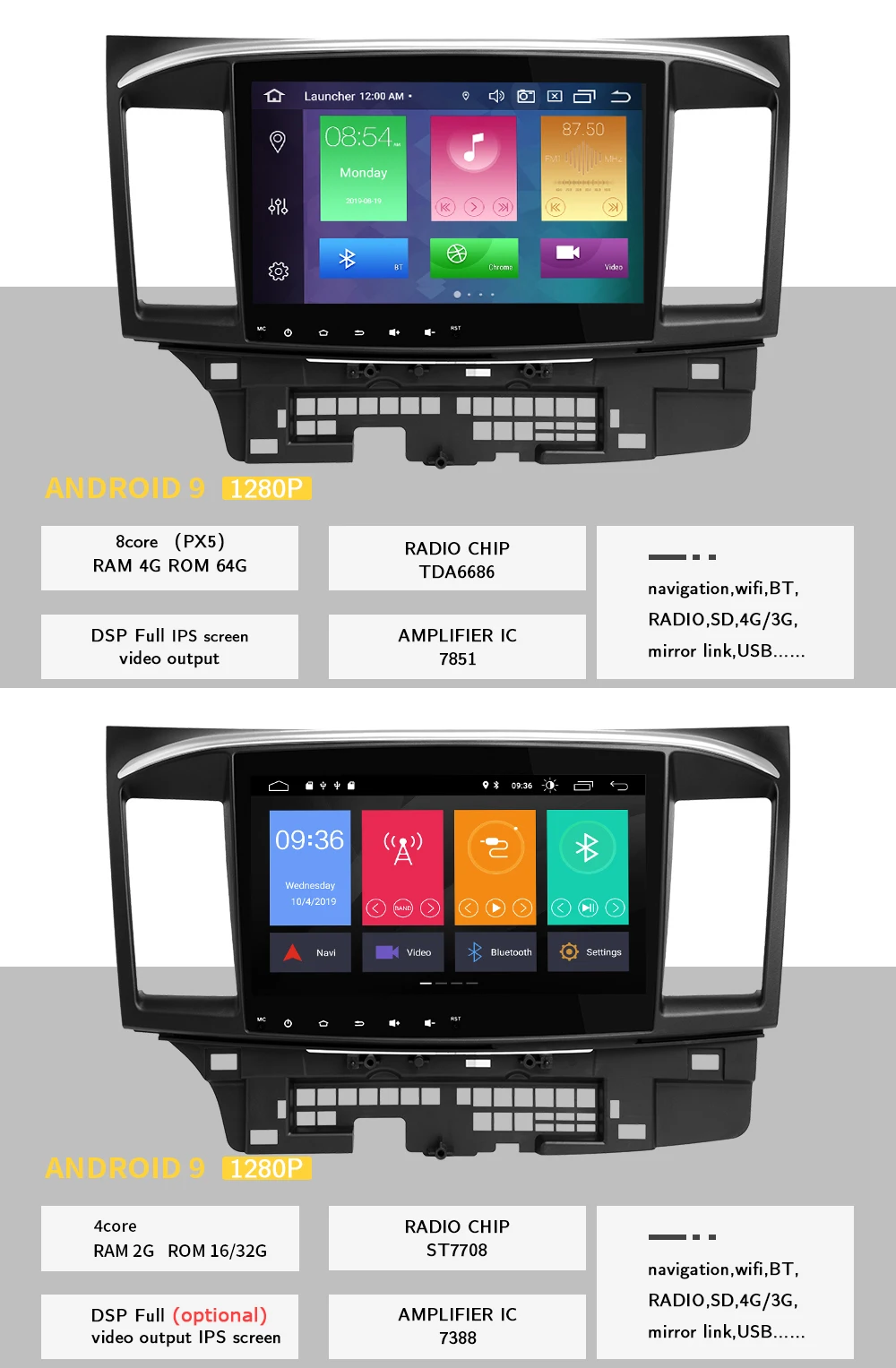 Ips DSP 4G Ram 10,1 inchAndroid 9 автомобильный Радио плеер для MITSUBISHI LANCER 2DIN gps Радио Видео 2007- 9 x Mutlimedia стерео