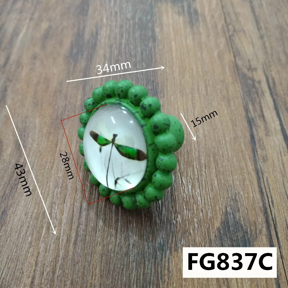 FG837昆虫动物系列复古水晶拉手8款=选项C绿色小蜻蜓