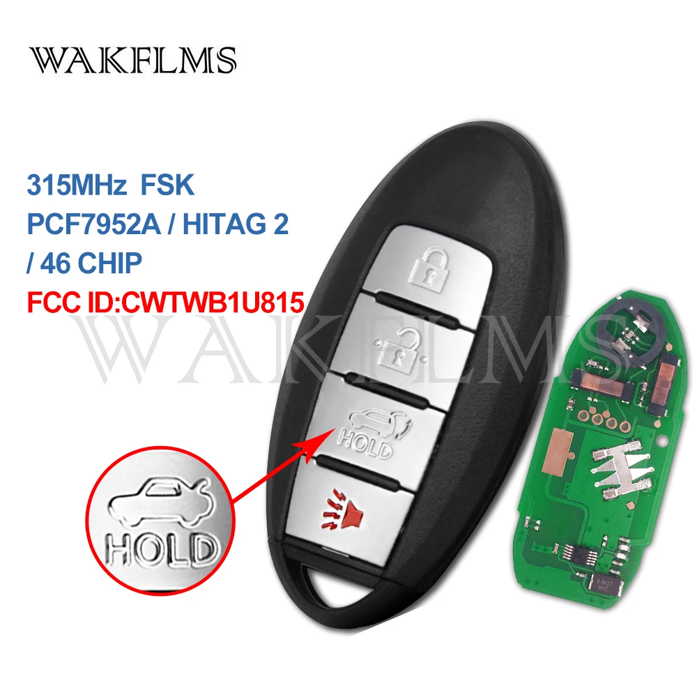 4 кнопки Smart Remote Автомобильный ключ 315 МГц Fob для Nissan Sentra Versa 2013 2016 PCF7952A чип