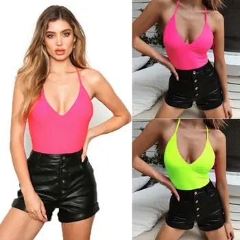 

Women's Sleeveless Bodysuit Leotard Top Blouse Stretch T-shirt Jumpsuit Rompers