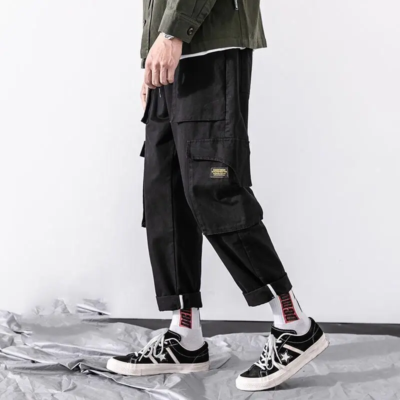 Хип хоп мужские панталоны Hombre High Street Kpop повседневные брюки карго с множеством карманов джоггеры Уличная Брюки Harajuku - Цвет: 17