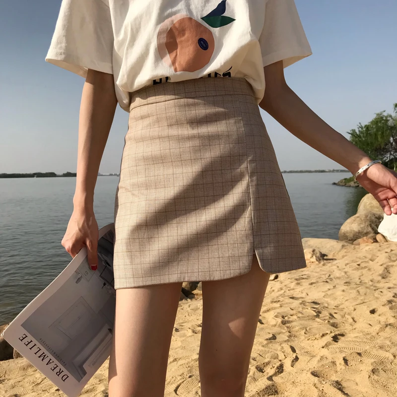 Трендовая Студенческая мини-юбка женская свежая сетчатая А-образная юбка летняя короткая Сексуальная узкая юбка с высокой талией