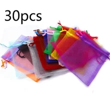 Лидер продаж 7x9 см/9x12 см 30 шт./пакет для упаковки ювелирных изделий, покетики из органзы, подарочные пакеты и мешки, ювелирные изделия, упаковочные сумки