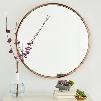 

Metal Retro round bathroom mirror wall-mounted home bedroom mirror dressing table decorative mirror WJ606