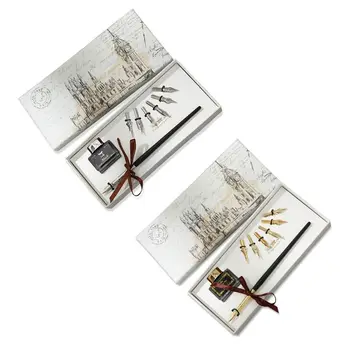 

Vintage English Calligraphy Dip Pen Fountain with Ink Nibs Set Office Stationery
