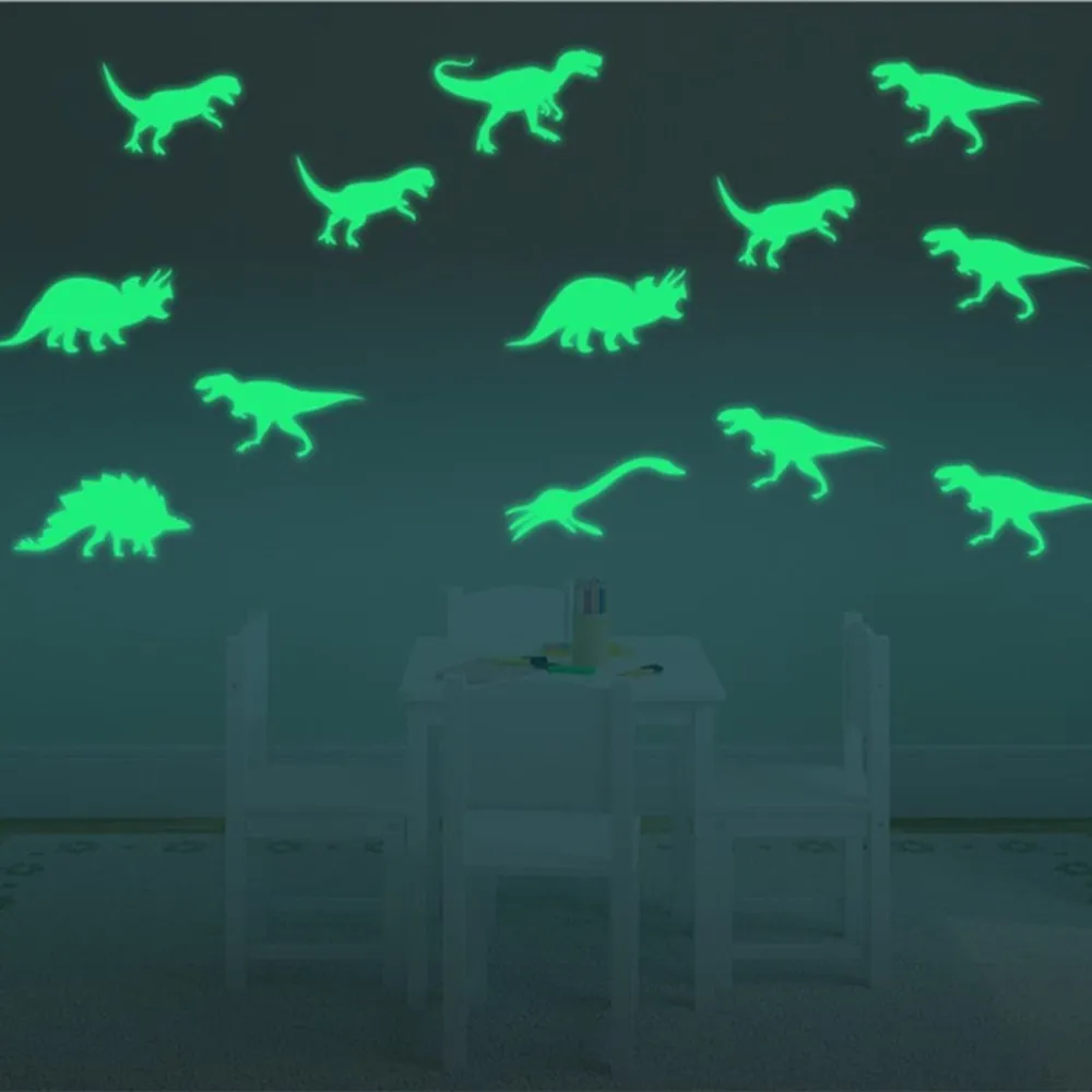 

9Pcs/Set 3D Creative Luminous Dinosaurs Wall Stickers Glow In Dark Dinosaurs Decorative For Baby Children Room Removable Wall