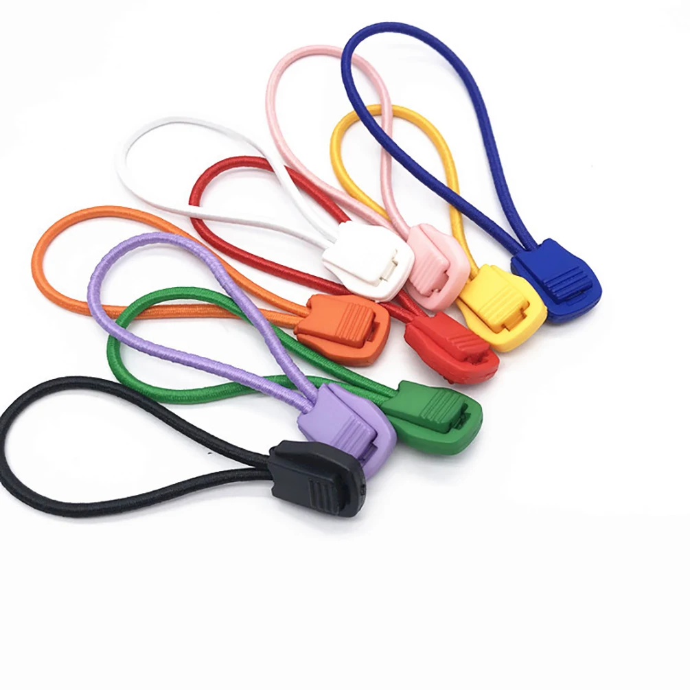 50Pcs Nylon 9 Colors Zipper Pull Cord Ends Garment Bag Backpack Cord Rope Lock Ends Stopper Clip