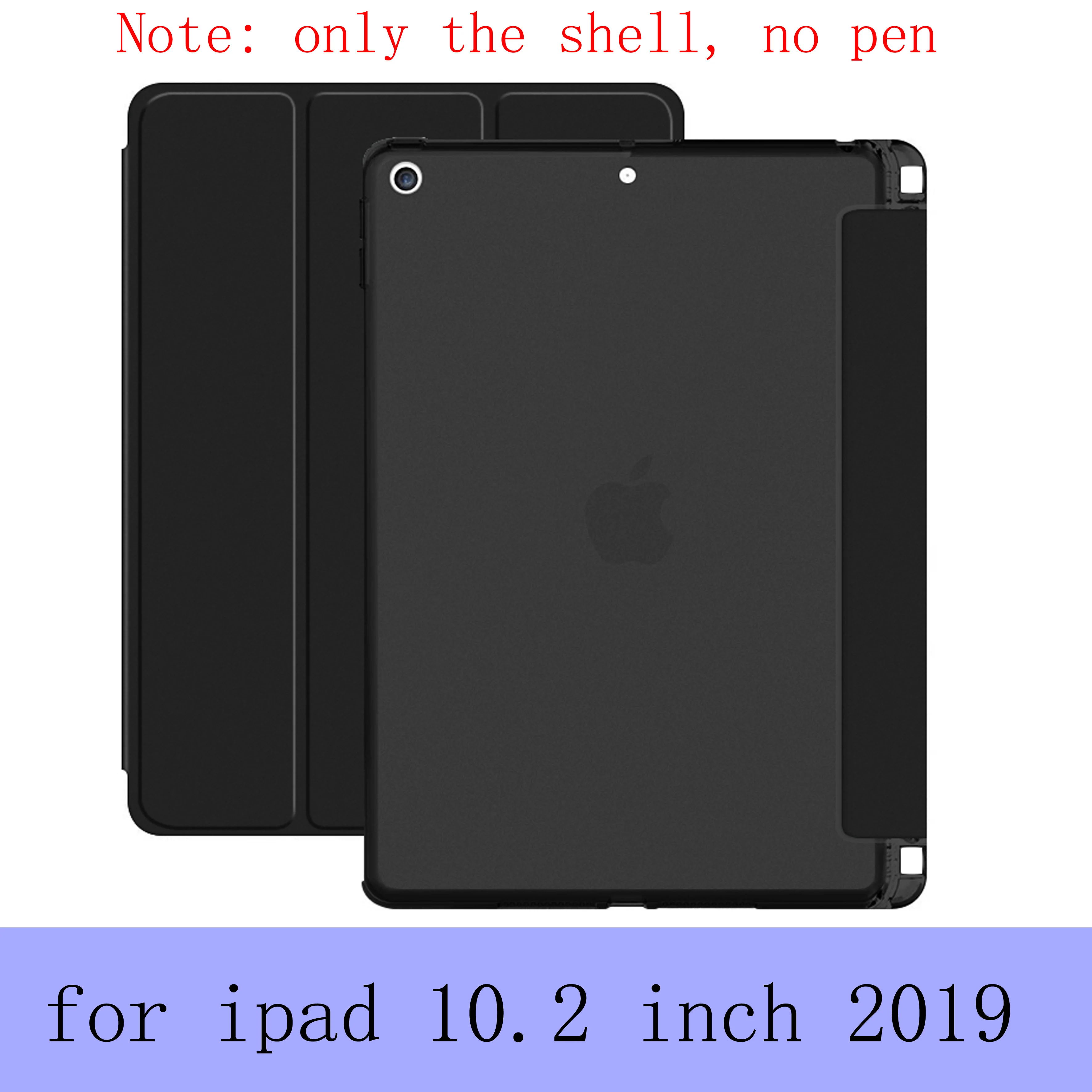 Чехол-карандаш с подставкой для iPad 10,2, 9,7 дюймов, 7 дюймов, mini 5, 4, Air, 3, 2 из искусственной кожи, смарт-чехол с функцией автоматического сна Pro 10,5, чехол из ТПУ - Цвет: black 10.2 inch