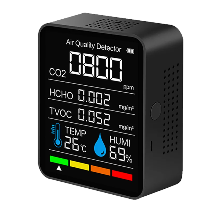 ZUEN WiFi 6 in 1 Luftqualitätsmonitor Pm2.5 Detektor Co2-Meter CO2 HCHO TVOC Gasanalysator Thermometer Hygrometer Siehe App