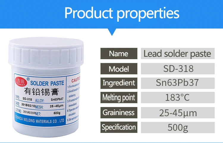 SD-318 низкотемпературный светодиодный SMT паяльная паста sn63pb37 25~ 45мкм 500 г без очистки BGA припой флюс SMT этилированная Оловянная паста