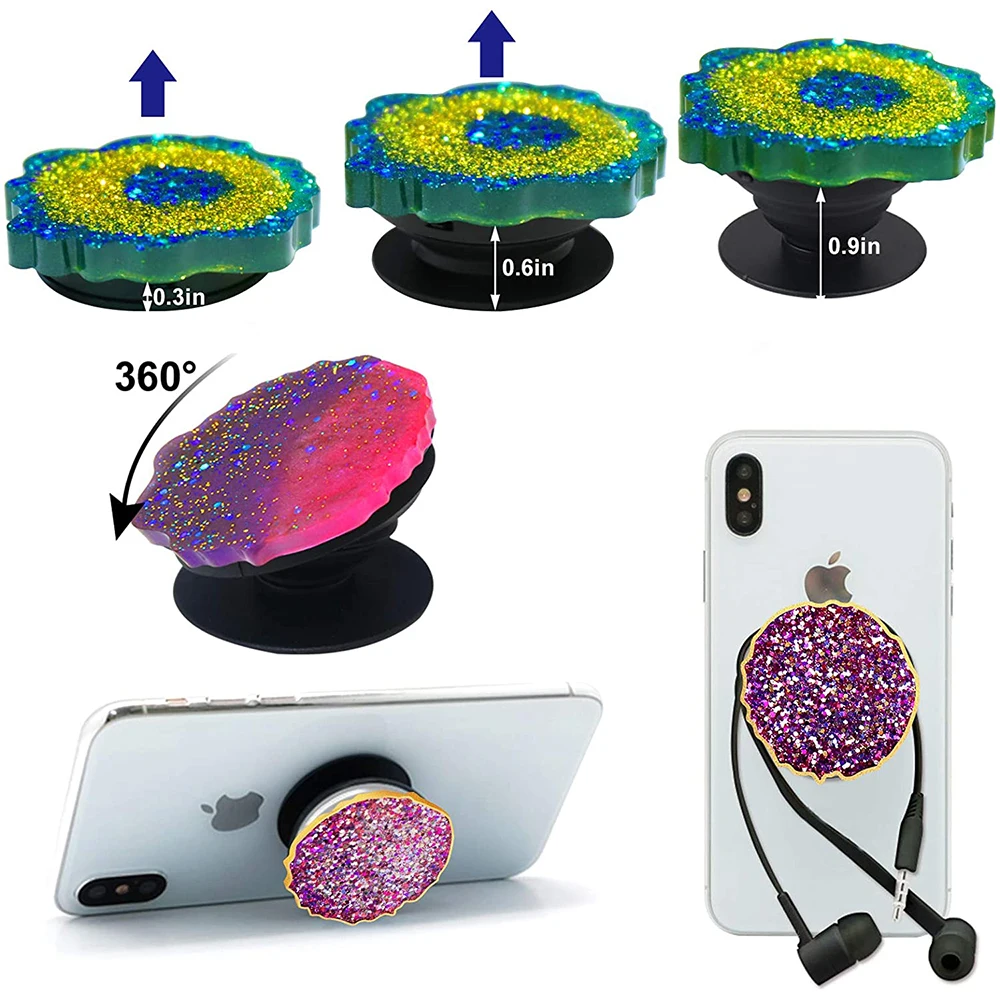 DIY Crystal Epoxy Resin Mold Airbag Mobile Phone Bracket Irregular Marble Round Silicone Mold for Resin Jewelry Making Supplies