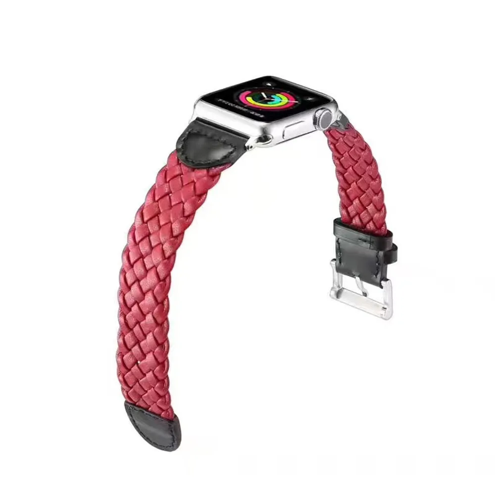 Мягкий кожаный ремешок для Apple Watch 4, 3, 2, 1, Iwatch 38 мм/42 мм, тканый узор, твердый ремешок для умных часов, аксессуары