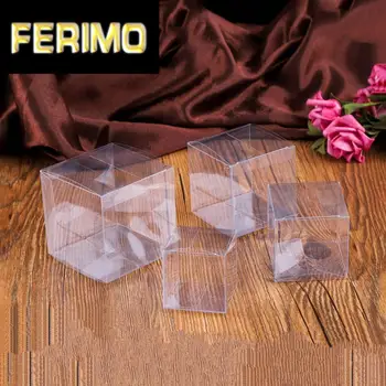 

10pcs Clear PVC Wedding Candy Gift Boxes Transparent Square Guests Return Gift Box For Baby Shower Wedding Birthday Party Decor
