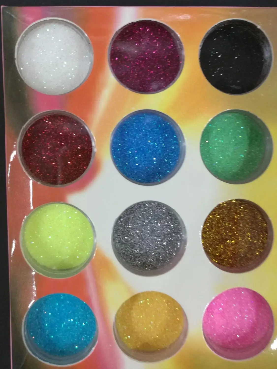 12 цветов 12jar/набор 12 цветов форма голографические цветные блестки пайетки для украшения ногтей, HG - Цвет: glitter powder
