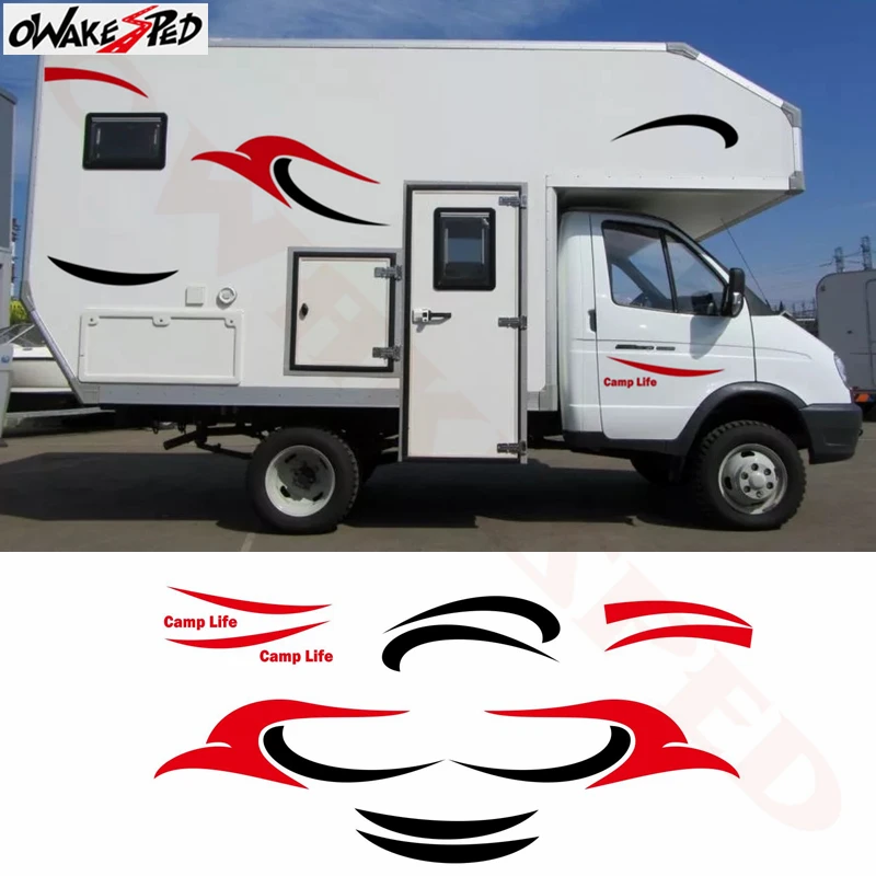 1 комплект короб для дома НА КОЛЕСАХ КАРАВАН дорожный прицеп Camper Van Stripes виниловый Графический набор Переводные картинки наклейки для автомобиля Декор кузова наклейка