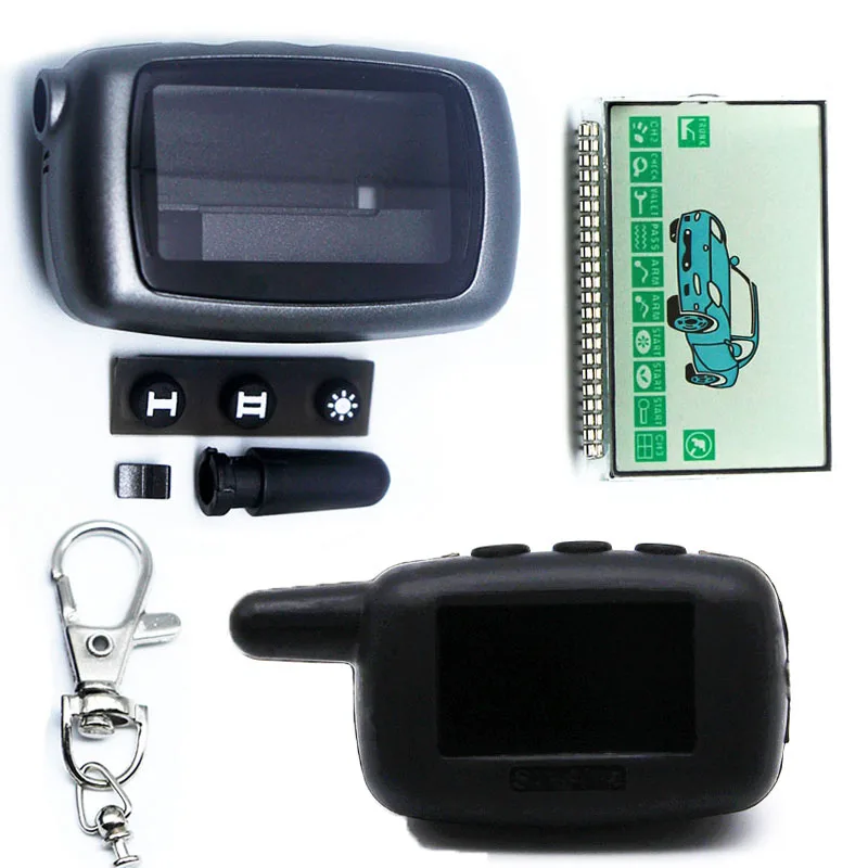 

A9 case keychain +A9 Lcd display +Black silicone cover for Starline A9 lcd remote controller two way car alarm system cover