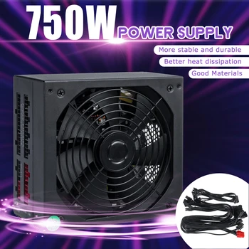 

750W PSU ATX 12V Gaming PC Power Supply Full module active 24Pin / PCI /4 SATA /ATX 14CM Fan New Computer Power Supply For BTC