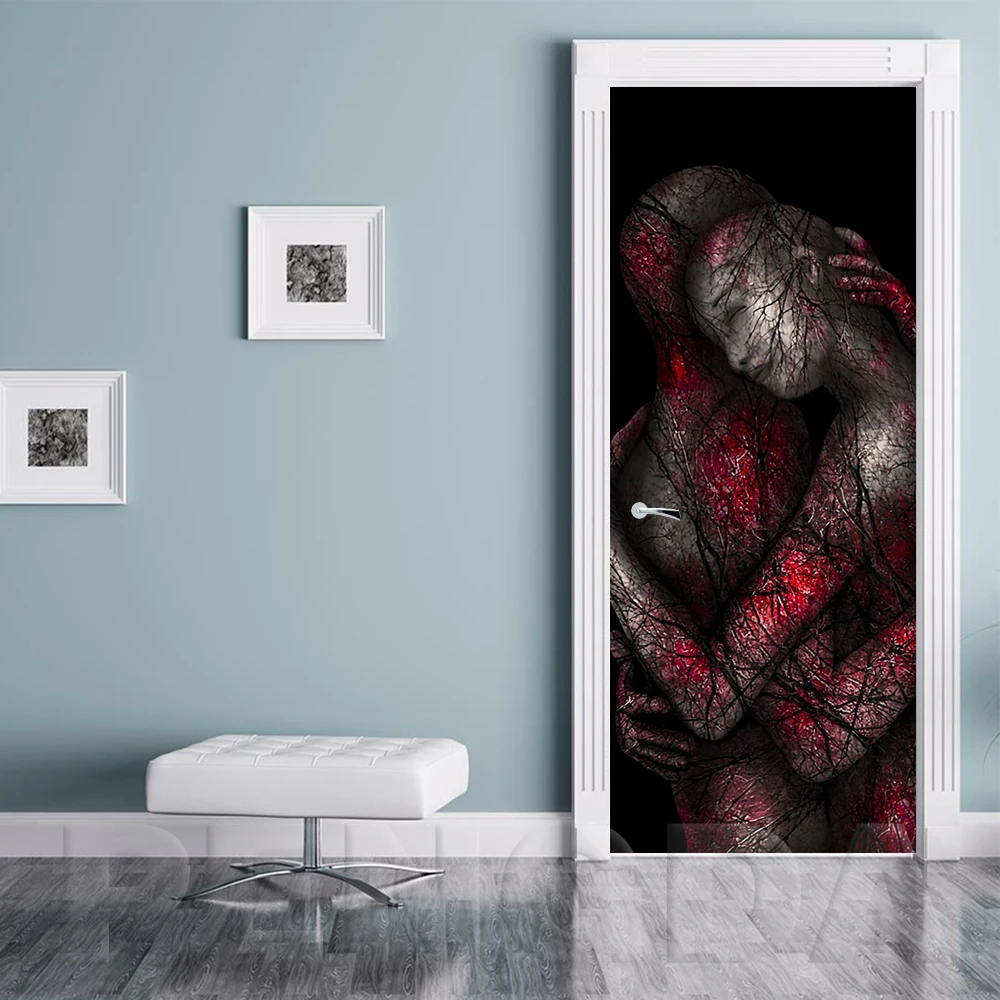 Творческий Дверь Декор наклейки самоклеящиеся абстрактная женщина дерево