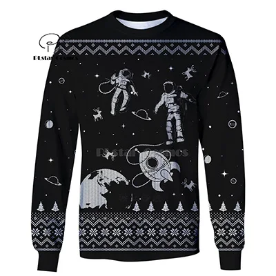 sweatshirt PLstar Космос космонавты Космос Рождество Олень 3d толстовки/Толстовка зима осень Забавный Harajuku длинная уличная одежда - Цвет: sweatshirt