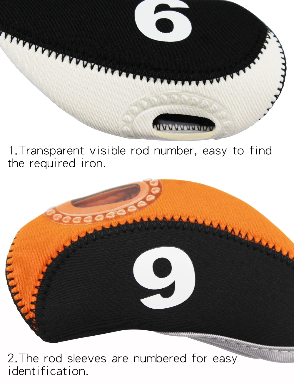 10 шт. чехлы для гольфа с железной головкой прозрачное окно из неопрена защитная