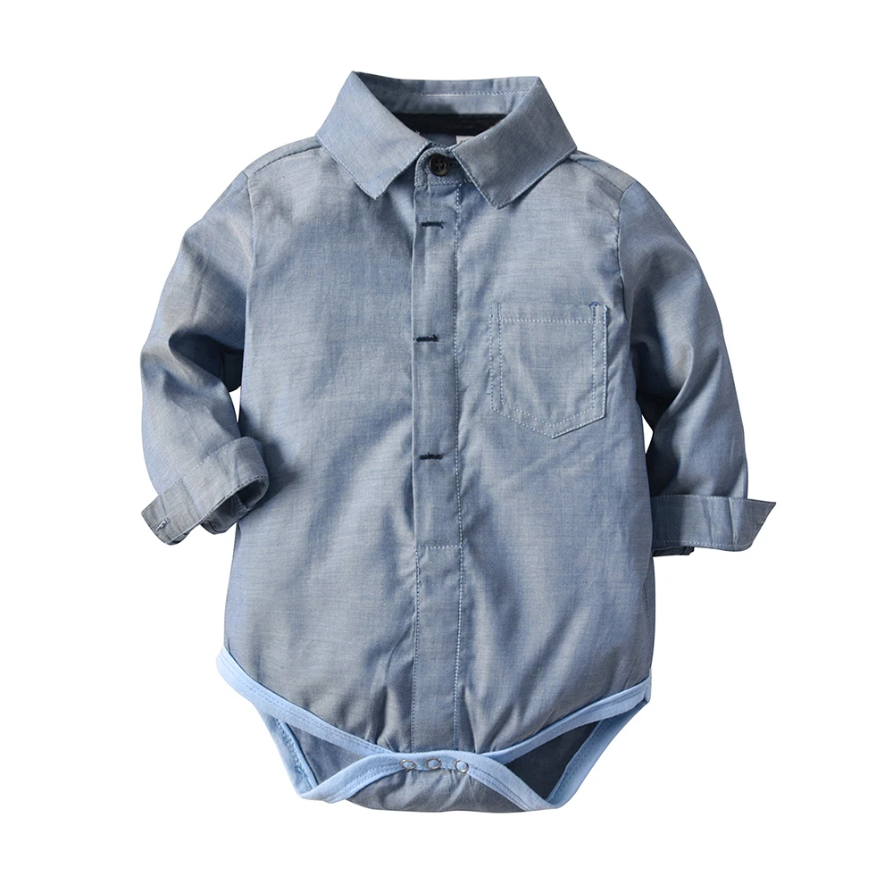 Skup Tem Doger wiosna bawełna Gentleman Baby Boys odzież koszula z długim rękawem pajacyki spodnie na szelkach zestawy odzieżowe dla dzieci maluch Baby