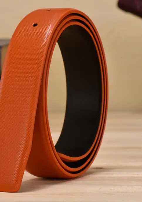 Оранжевый Без пряжки 33 мм мужской ремень высокого качества мужской кожаный ремень для джинсов гладкий ремень 2 шт./партия - Цвет: Оранжевый
