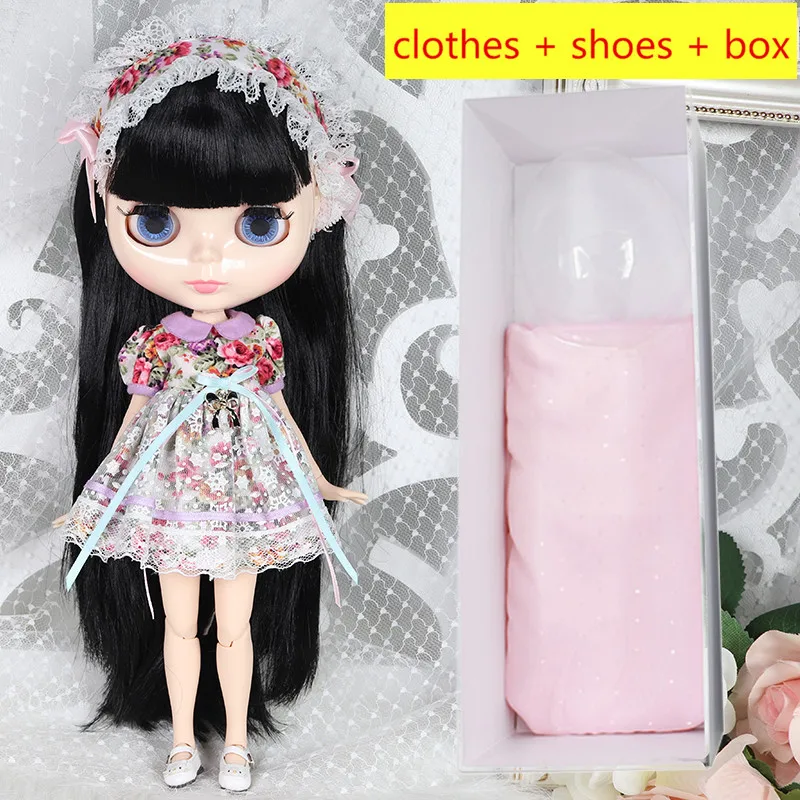 Кукла Blyth 1/6 BJD 30 см 7/19 суставов, белая кожа черные волосы, одежда+ обувь+ коробка набор, куклы игрушки для детей девочек подарочная коробка
