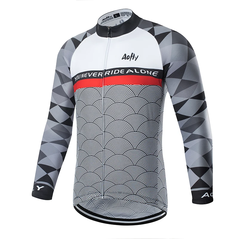 Thin top Aofly,, дышащая, с длинным рукавом, Pro Team, высокое качество, для велоспорта, Джерси, для горного велосипеда, одежда, сохраняет тепло, в тепле, флисовое пальто - Цвет: Thin top