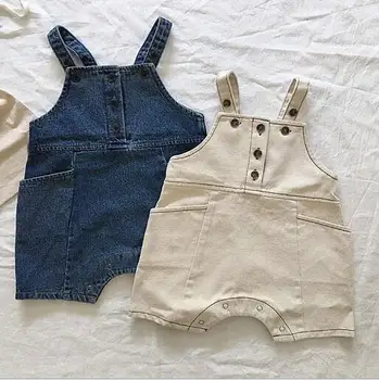

2020 new wholesale girls boys denim overalls summer fashion kids shorts 1-7 years HV812