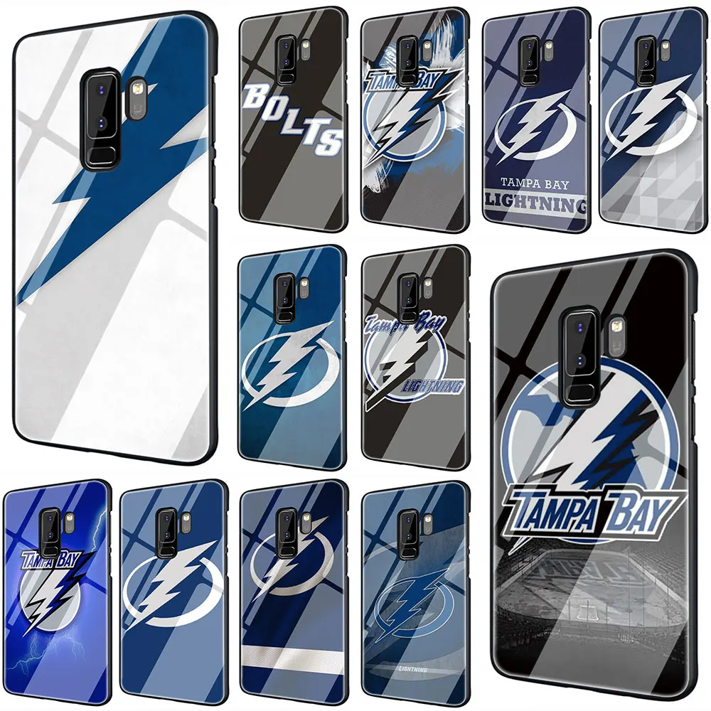 

EWAU Tampa Bay Lightning Tempered Glass Phone Cover Case For Galaxy S7 edge S8 9 10 Plus Note 8 9 A10 20 30 40 50 60 70