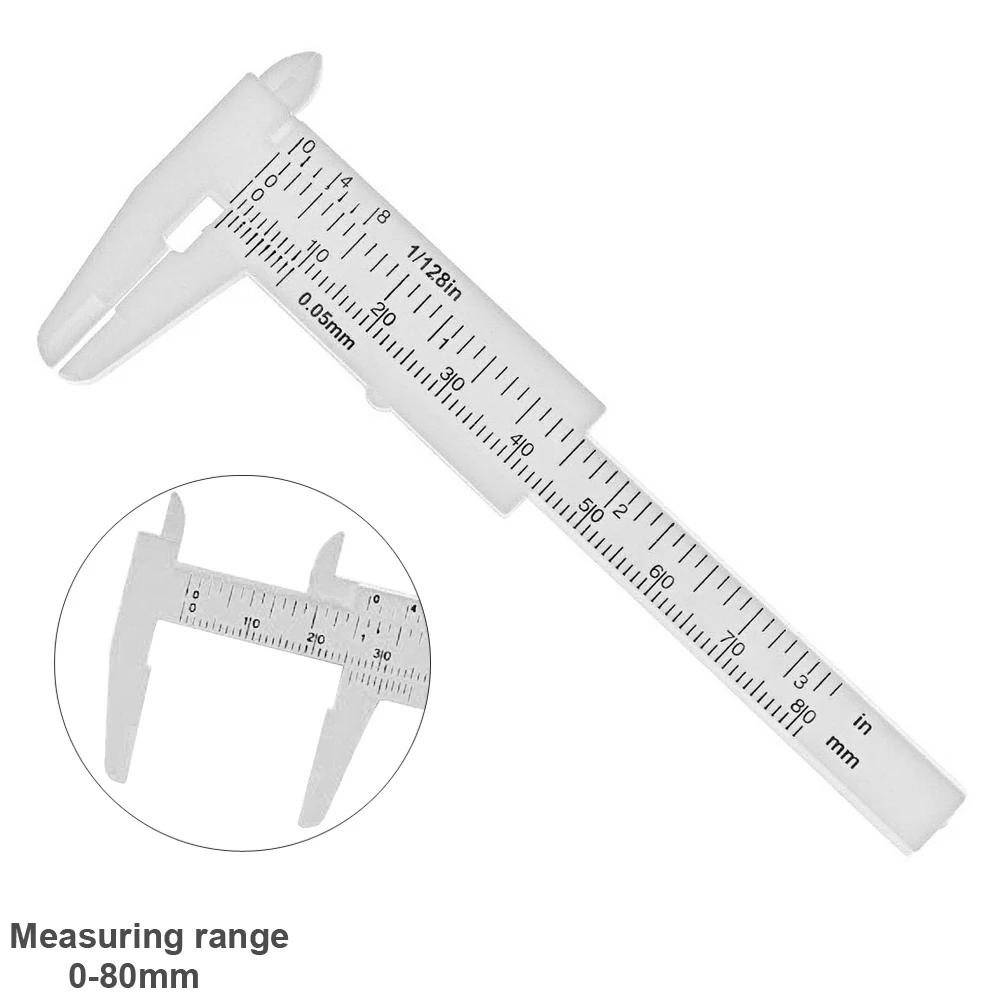 1pc Mini sliding vernier caliper plastic measure ruler gauge double scale 80mm_7 